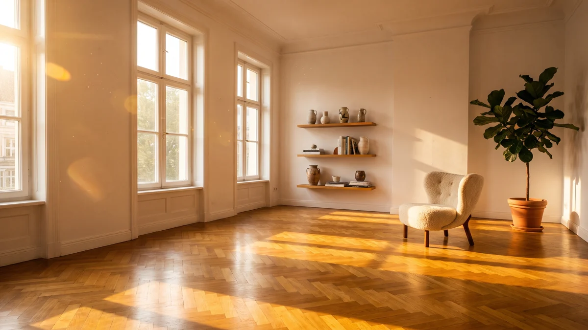 Pusty salon w mieszkaniu wystawionym na sprzedaż