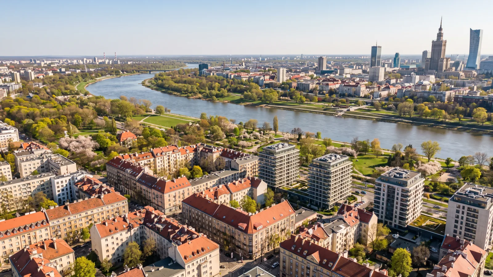 Warszawa z lotu ptaka, kontrast zabudowy